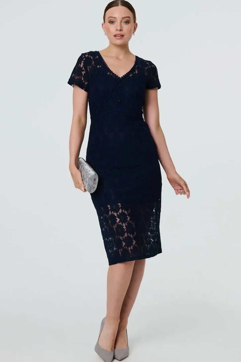 Floral Lace Layer Slim Knee Length Dress