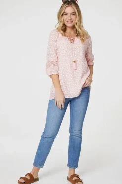Floral Lace 3/4 Sleeve Blouse