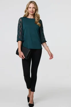 Floral Lace 3/4 Sleeve Blouse