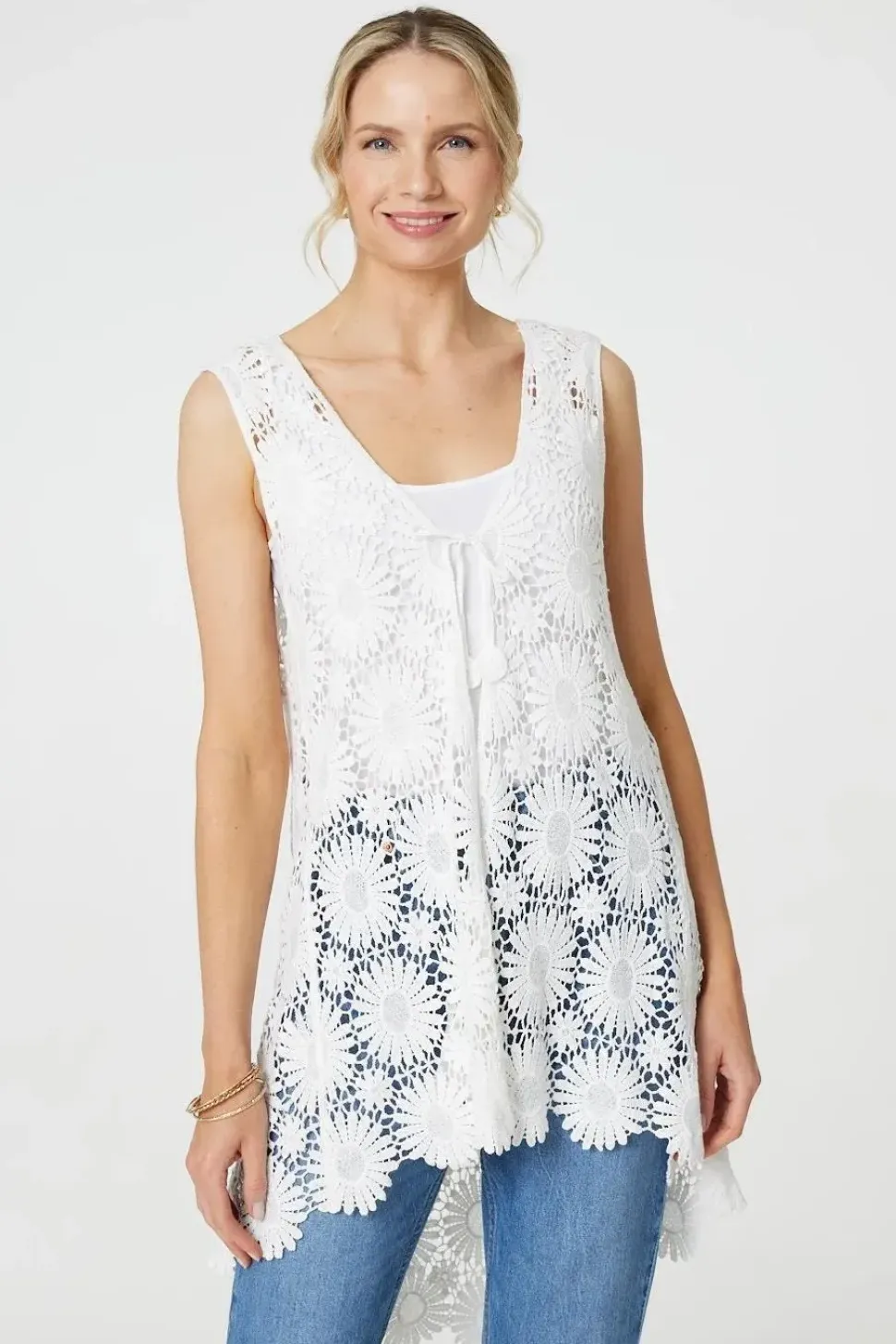 Floral Lace Tie Front Cardigan