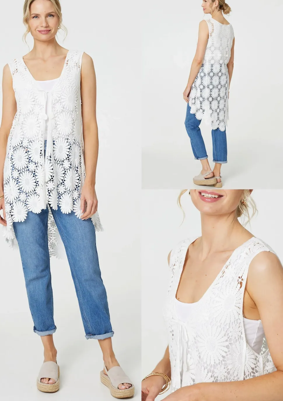 Floral Lace Tie Front Cardigan