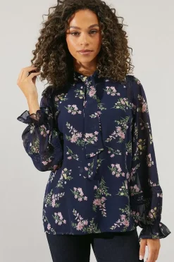 Floral Lace Trim Blouse