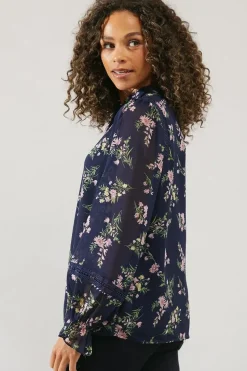 Floral Lace Trim Blouse