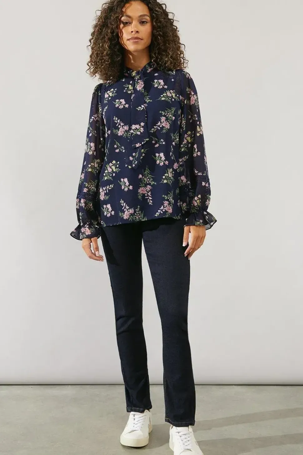 Floral Lace Trim Blouse