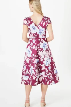 Floral Lace Trim Ottoman Midi Dress