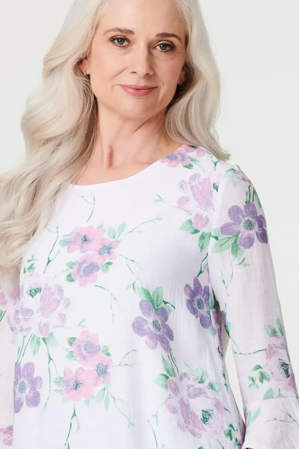 Floral Layered Hem Blouse Top
