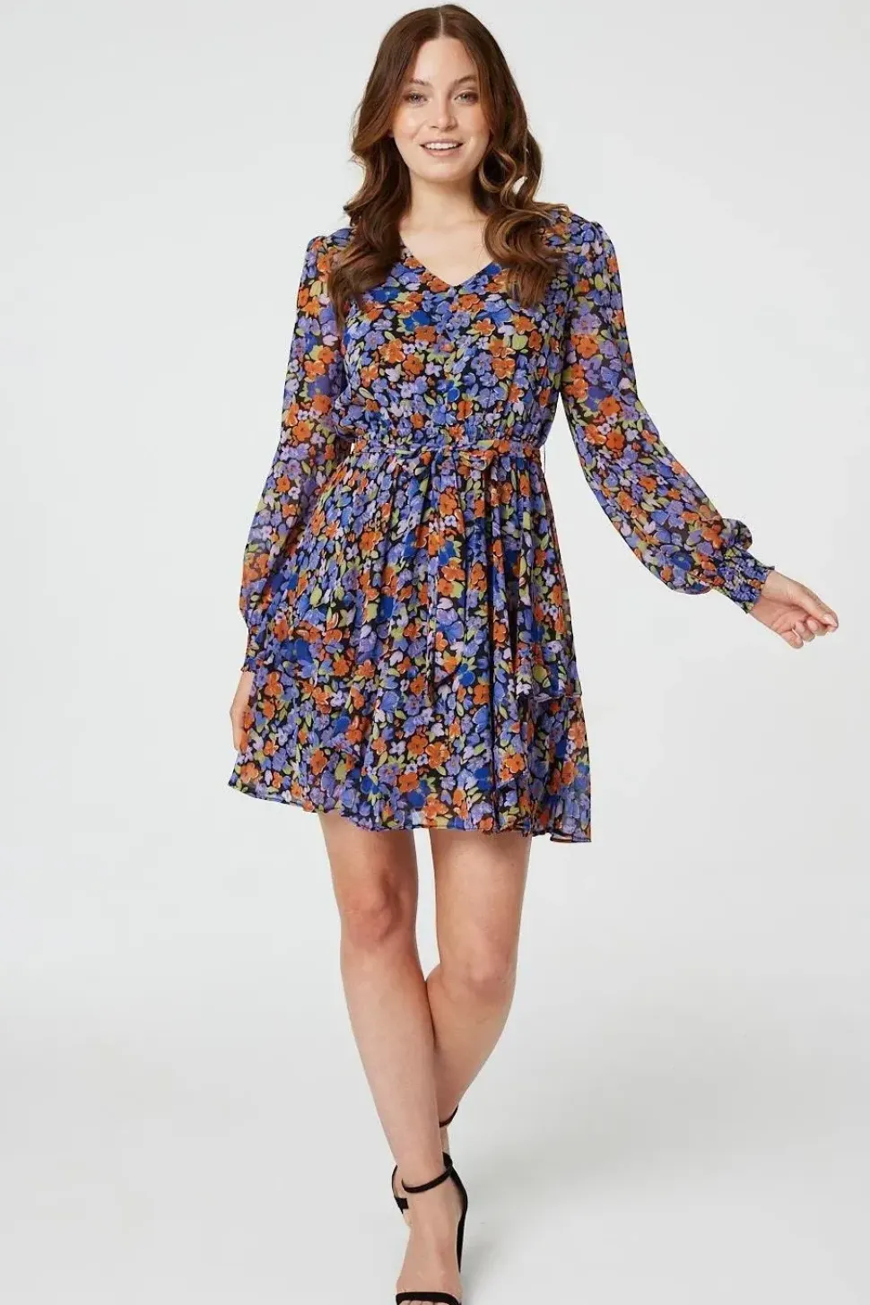 Floral Layered Hem Short Dress