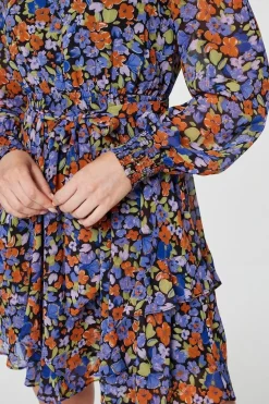 Floral Layered Hem Short Dress