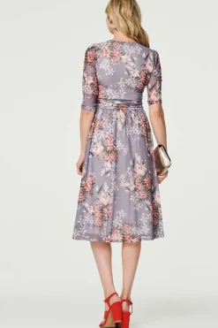Floral Layered V-Neck Midi Dress