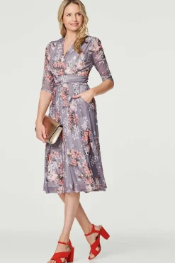 Floral Layered V-Neck Midi Dress