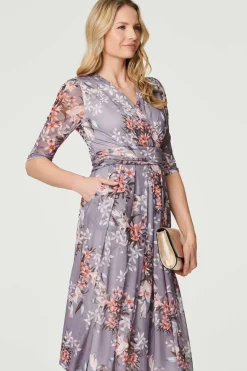 Floral Layered V-Neck Midi Dress
