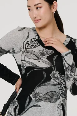Floral Long Sleeve Jersey Shift Dress
