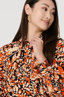 Floral Long Sleeve Midi Shirt Dress