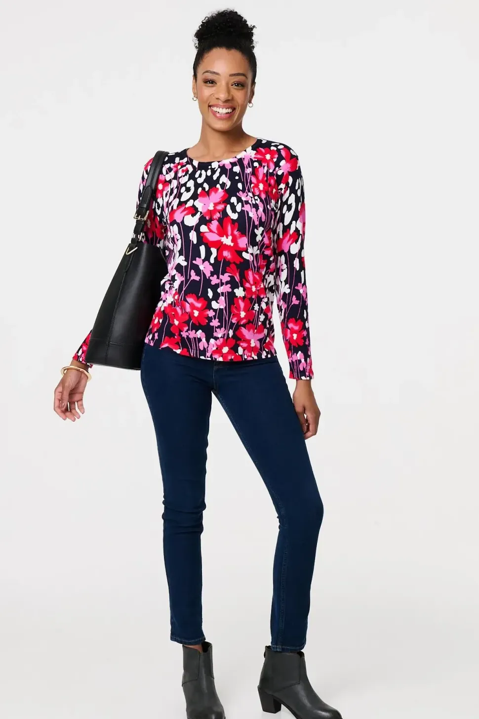 Floral Long Sleeve Scoop Neck Top