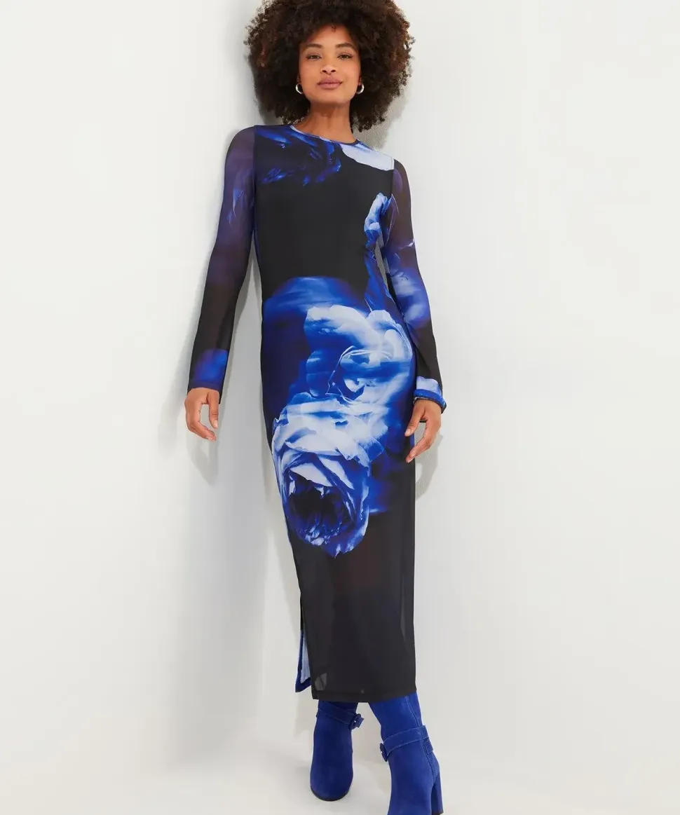 Floral Mesh Bodycon Dress