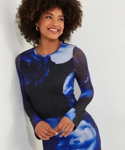 Floral Mesh Bodycon Dress