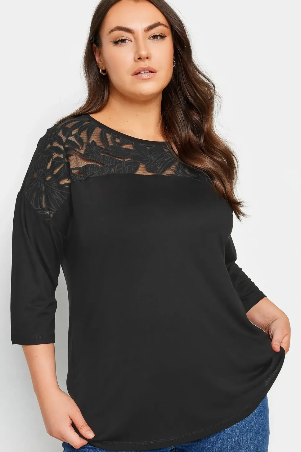Floral Mesh Detail Top