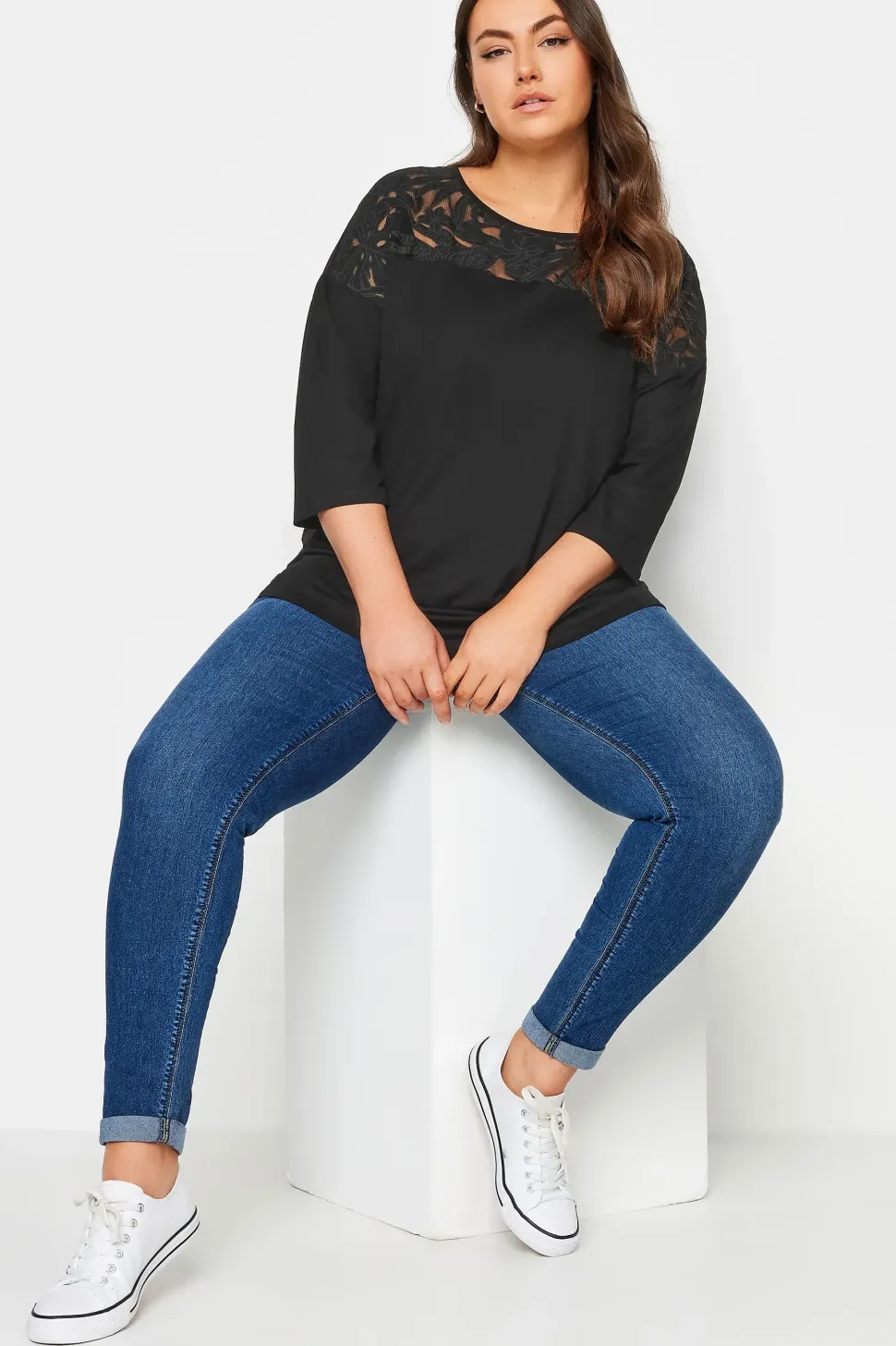 Floral Mesh Detail Top