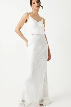 Floral Mesh Fitted Wedding Dress