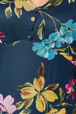 Floral Mesh Ruffle Sleeve Midaxi Dress