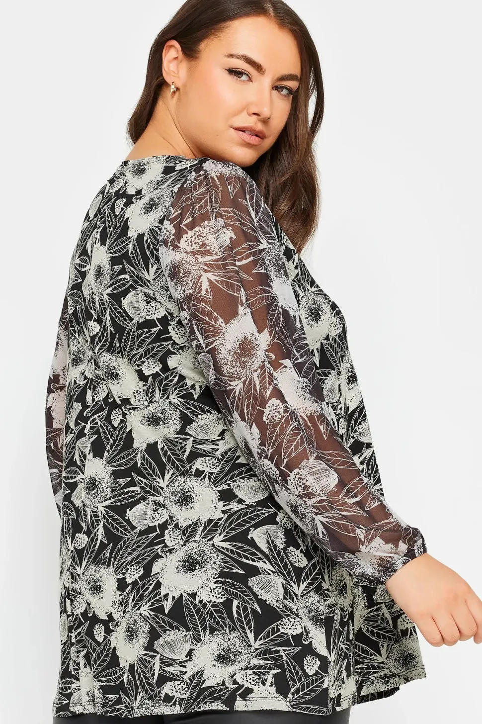 Floral Mesh Sleeve Top