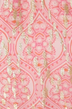 Floral Metallic Lace Trim Shift Dress