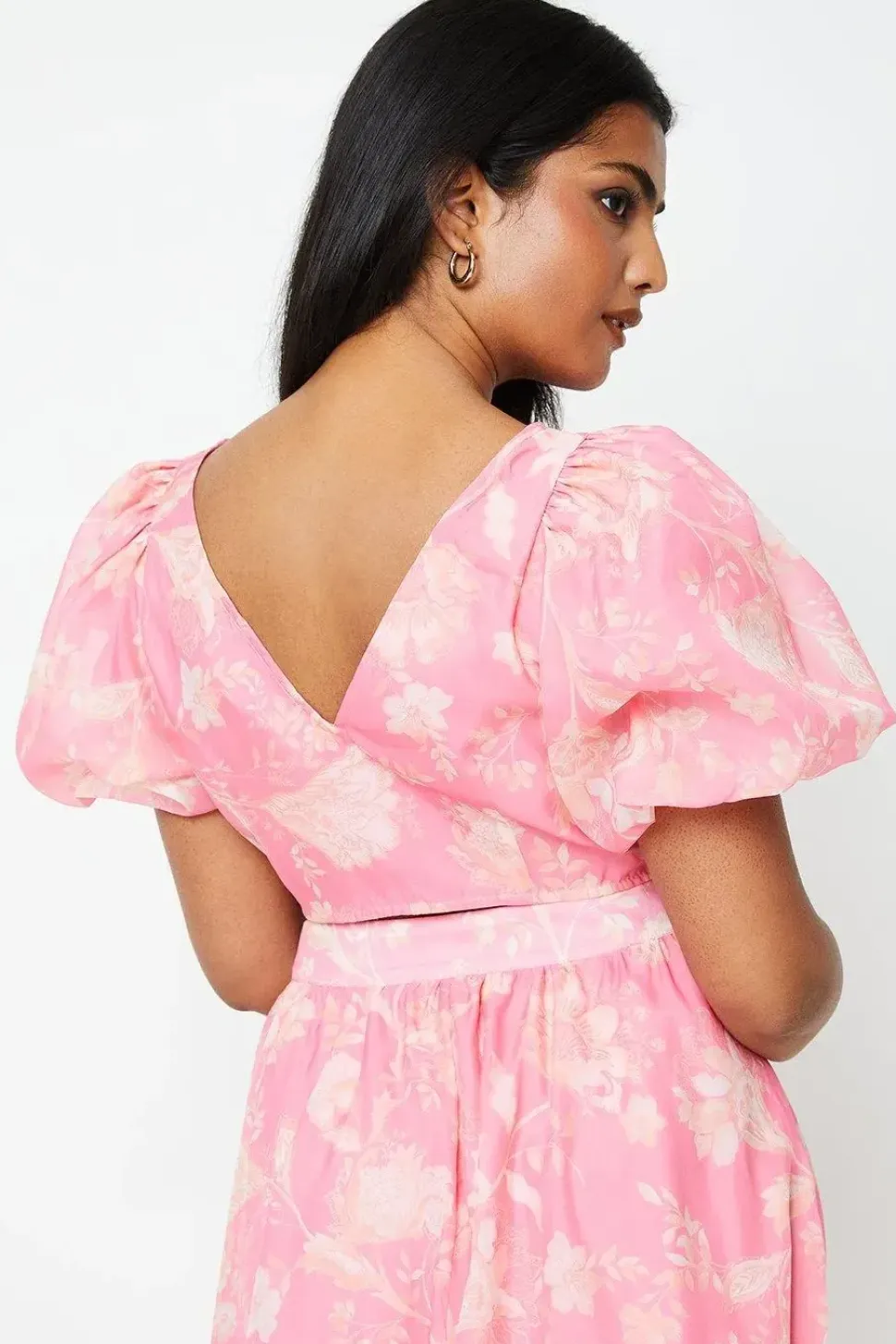 Floral Organza Puff Sleeve Top