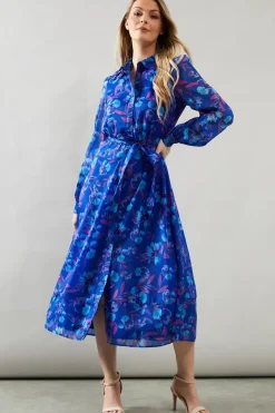 Floral Organza Shirt Midi Dress