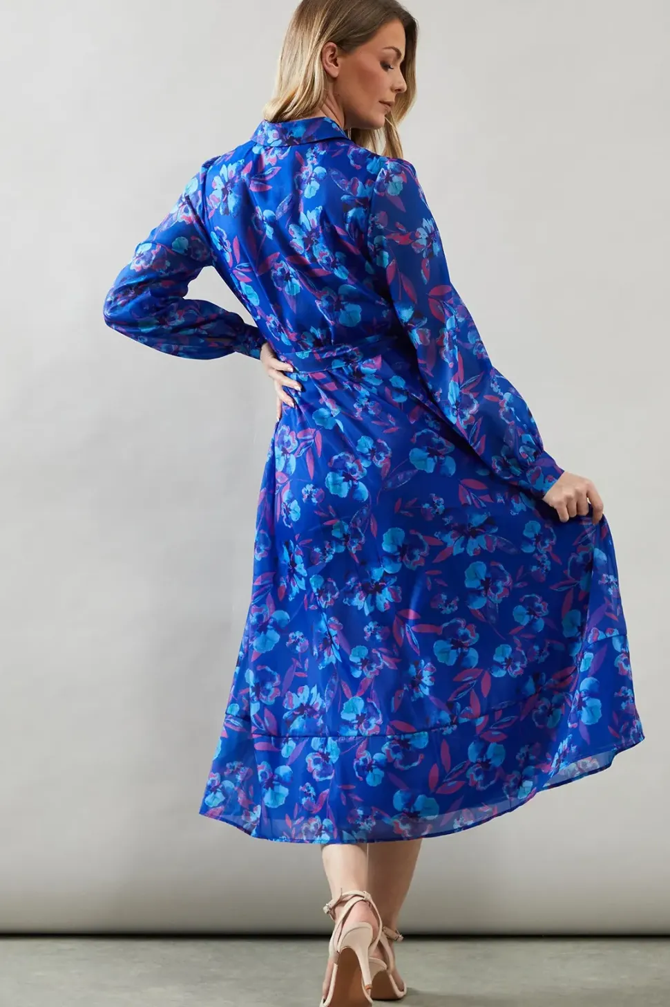 Floral Organza Shirt Midi Dress
