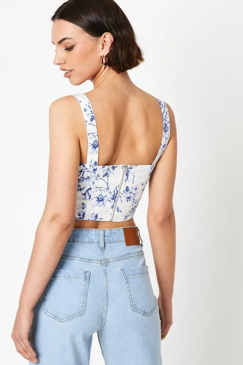 Floral Ottoman Twill Corset Top