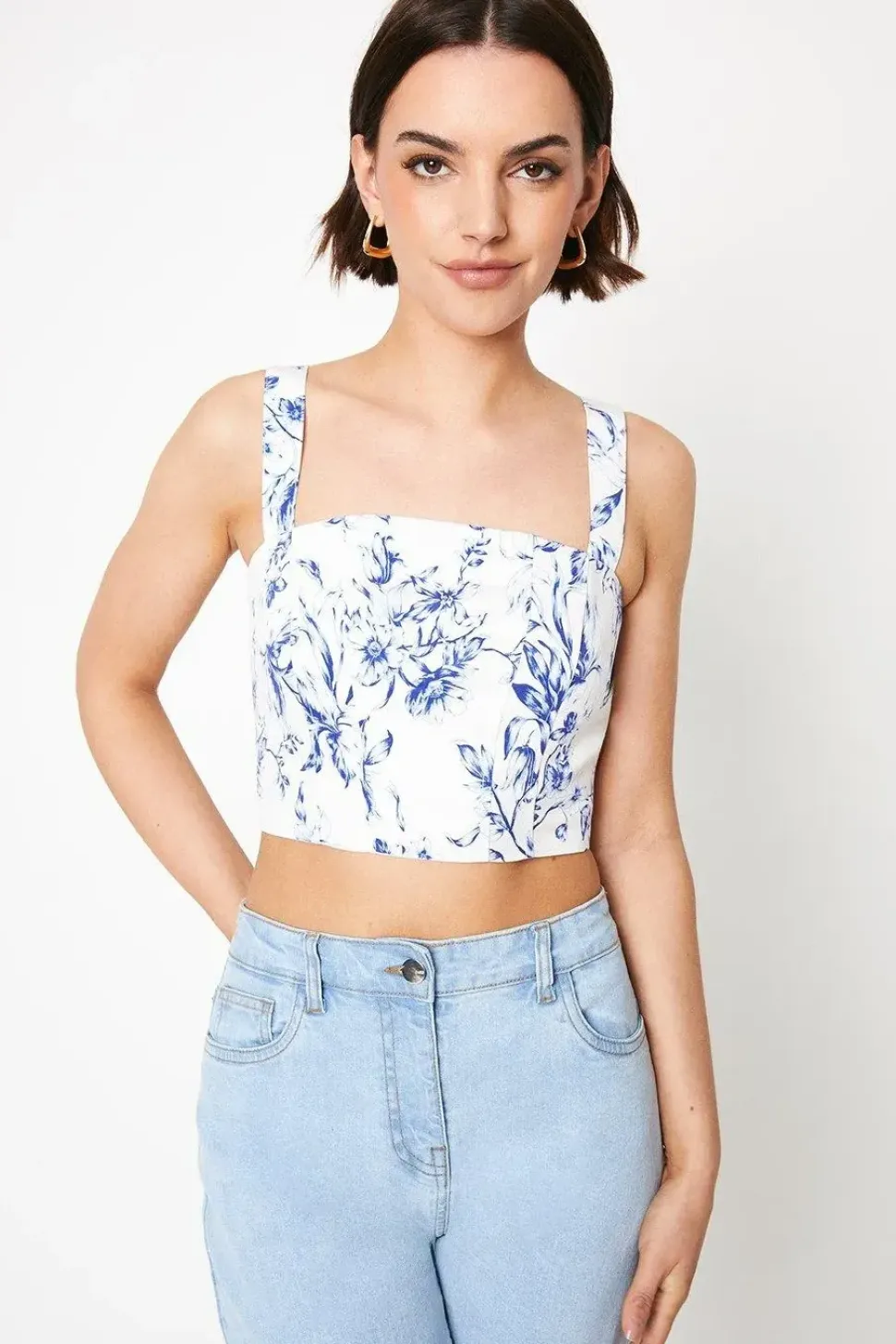 Floral Ottoman Twill Corset Top