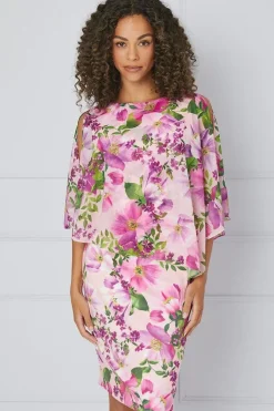 Floral Overlay Pencil Dress