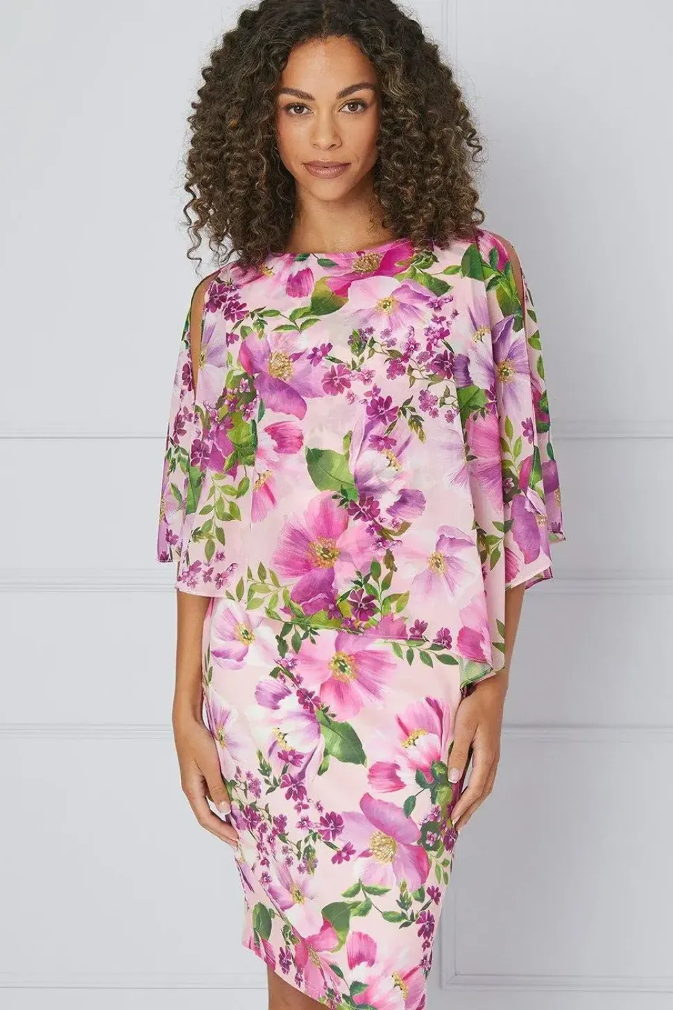 Floral Overlay Pencil Dress