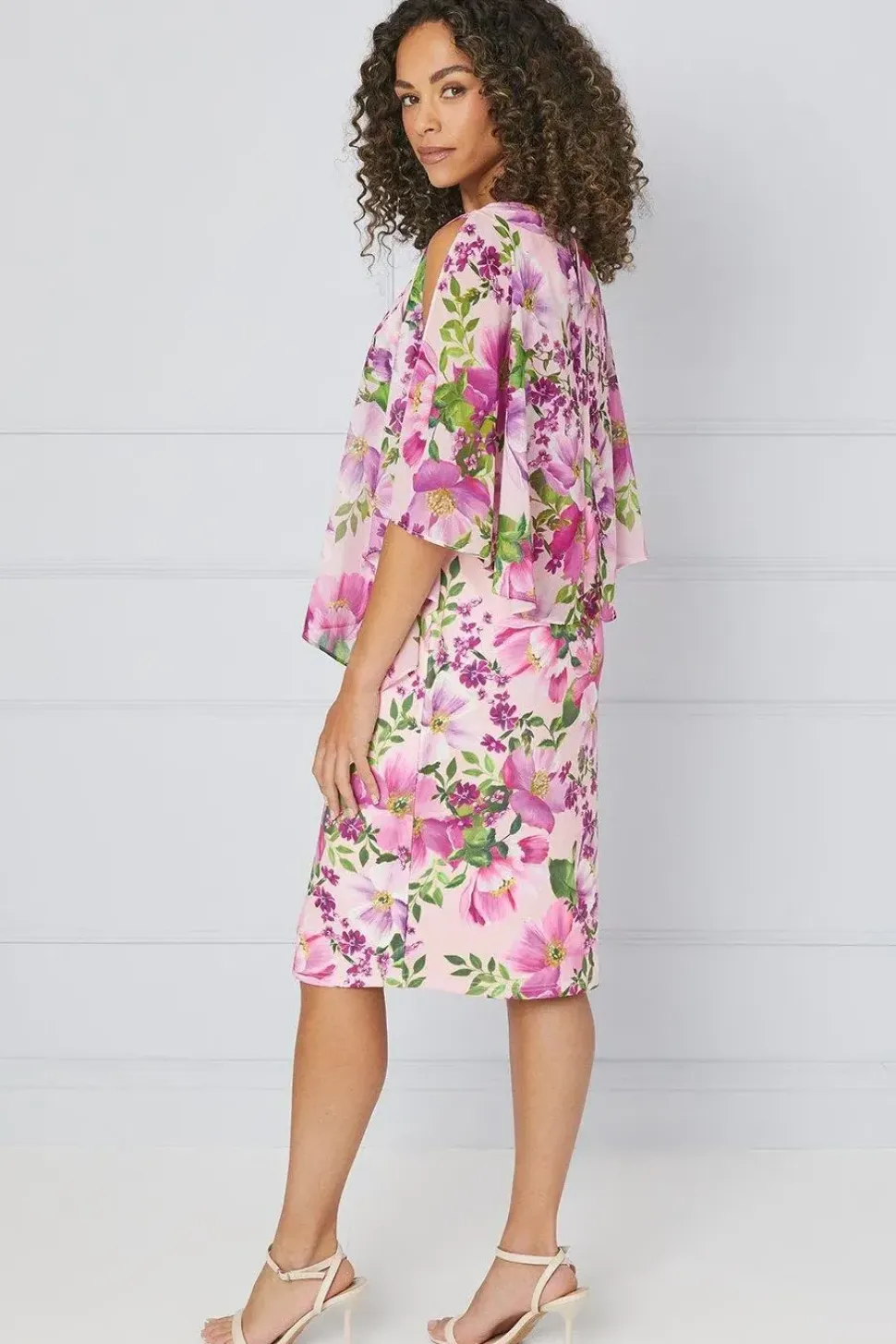 Floral Overlay Pencil Dress