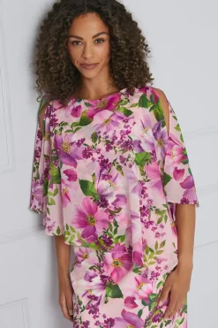 Floral Overlay Pencil Dress