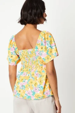 Floral Pintuck Pleated Front Blouse