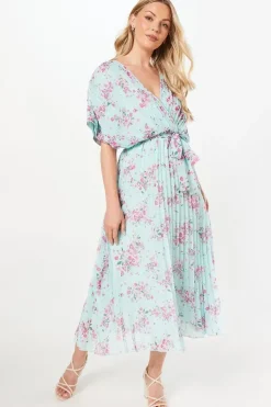 Floral Pleated Kimono Midaxi Dress