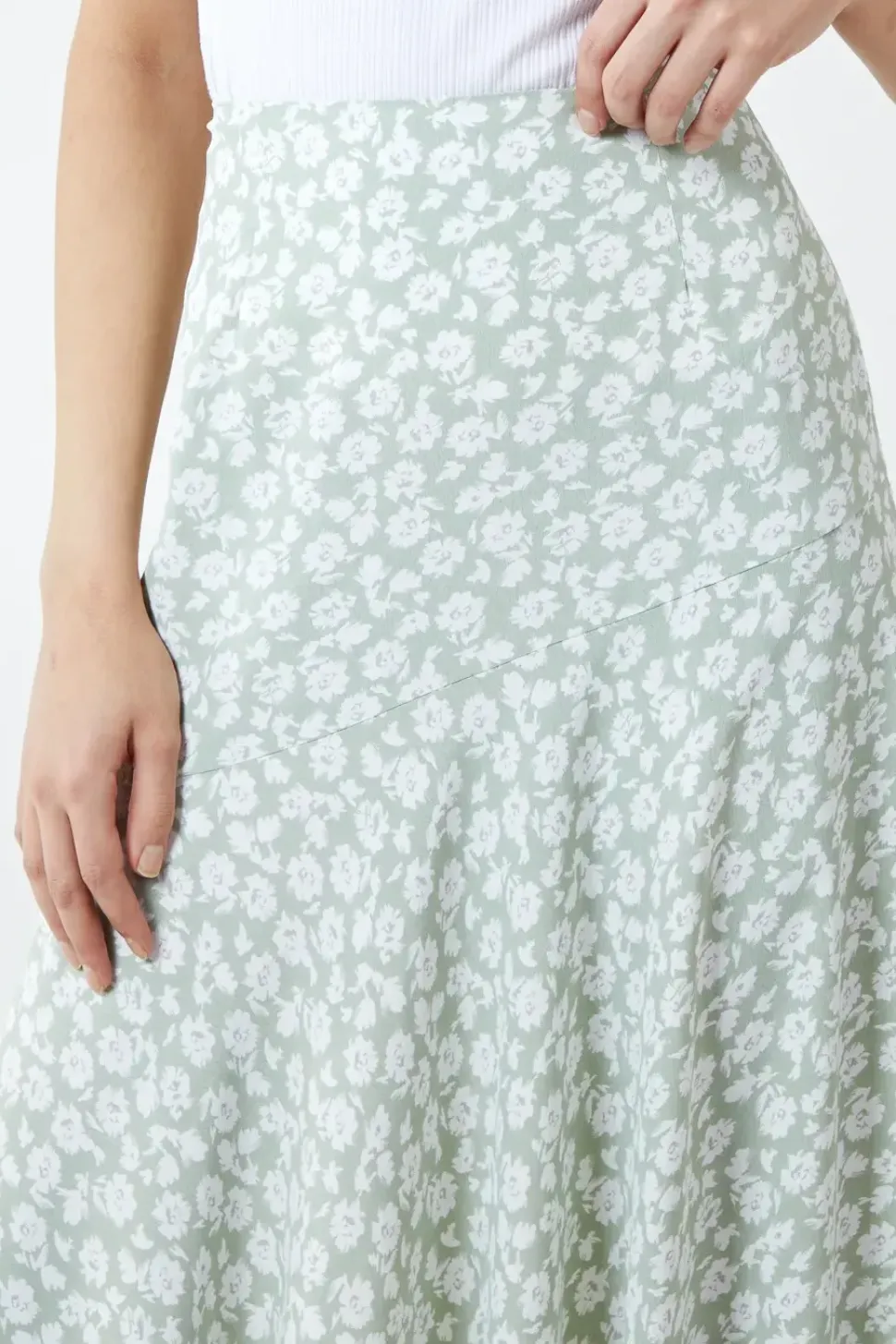 Floral Print Asymmetric Midi Skirt