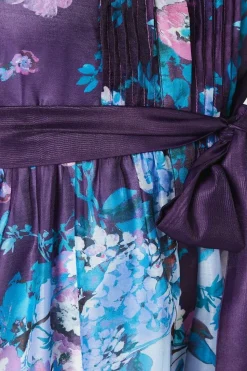 Floral Print Blouson Sleeve Shirt Wedding Guest Dress