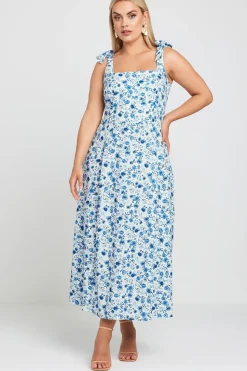 Floral Print Bow Strap Midaxi Dress