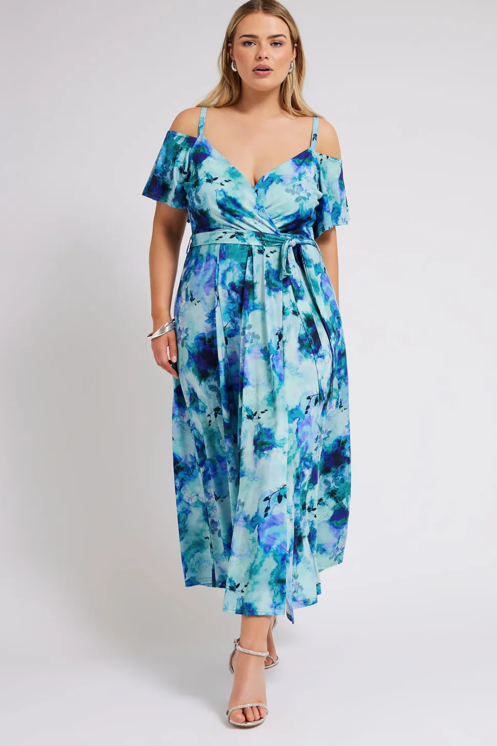 Floral Print Cold Shoulder Dress