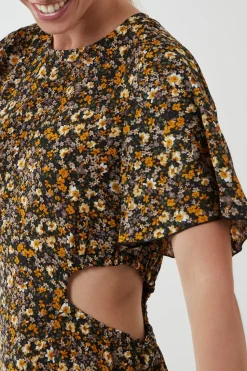 Floral Print Crew Neck Dress