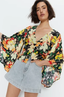 Floral Printed Button Through Blouse