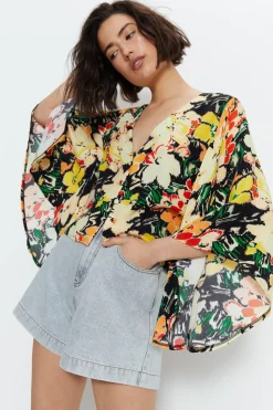 Floral Printed Button Through Blouse