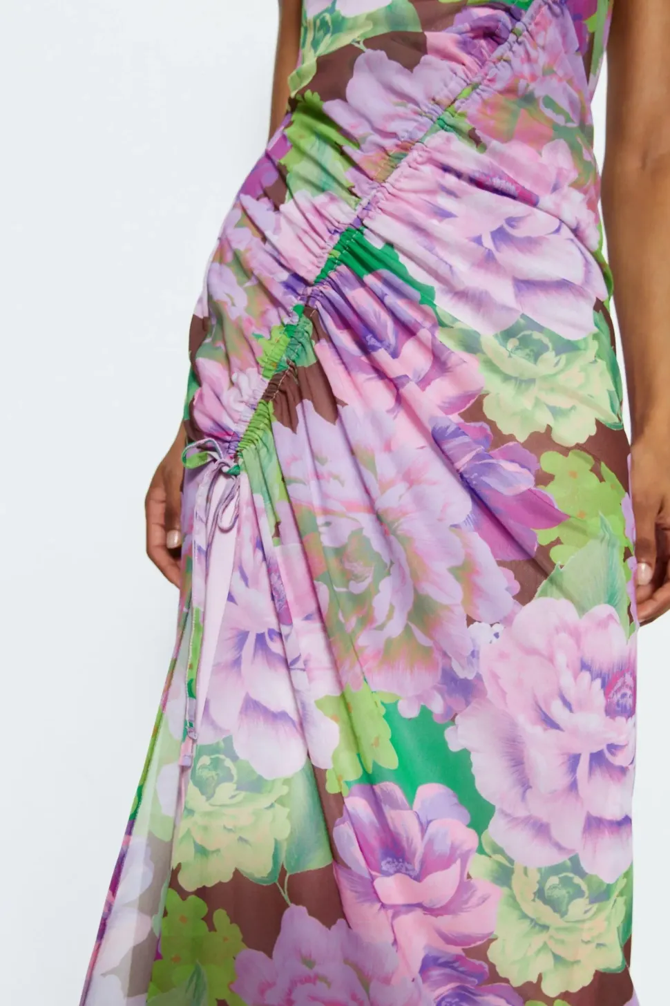 Floral Printed Ruched Detail Dress