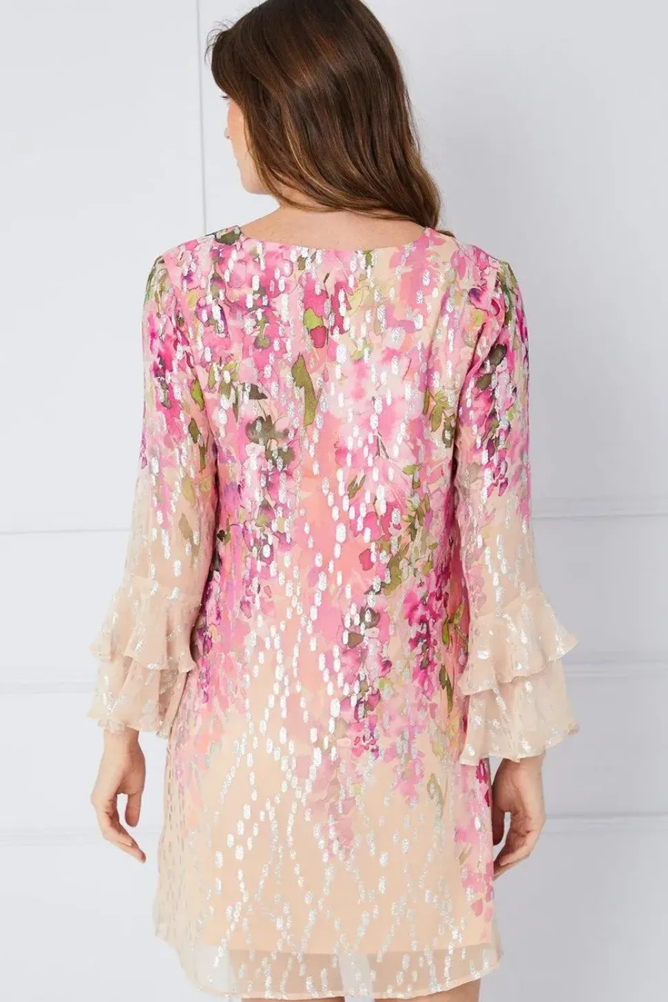 Floral Print Glitter Shift Dress