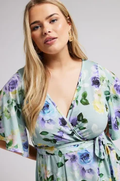 Floral Print Hanky Hem Wrap Dress
