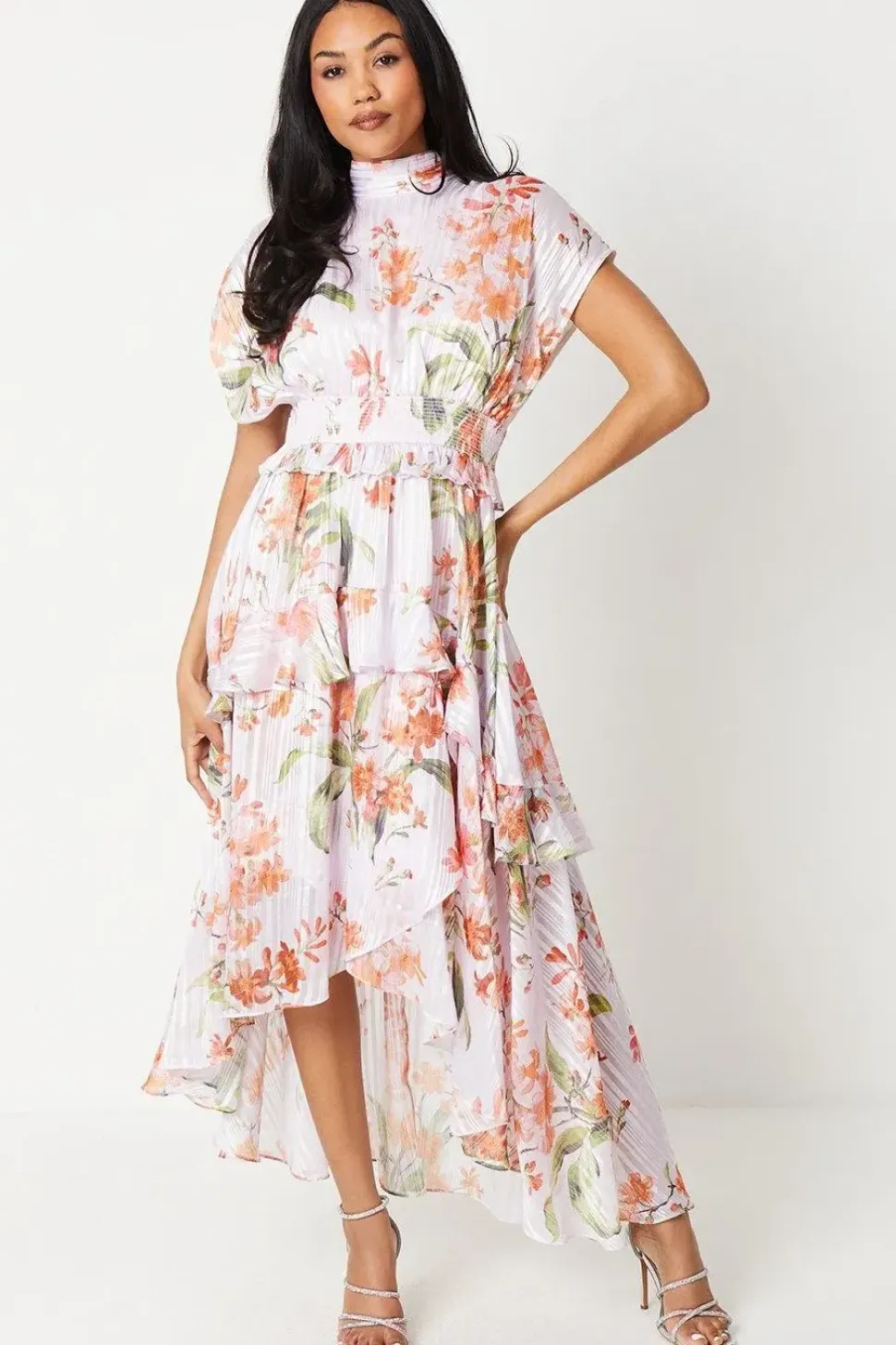 Floral Print High Low Hem Maxi Dress