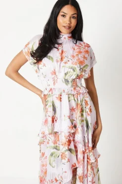 Floral Print High Low Hem Maxi Dress