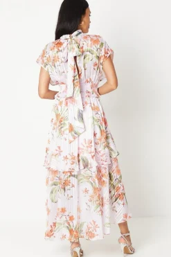 Floral Print High Low Hem Maxi Dress